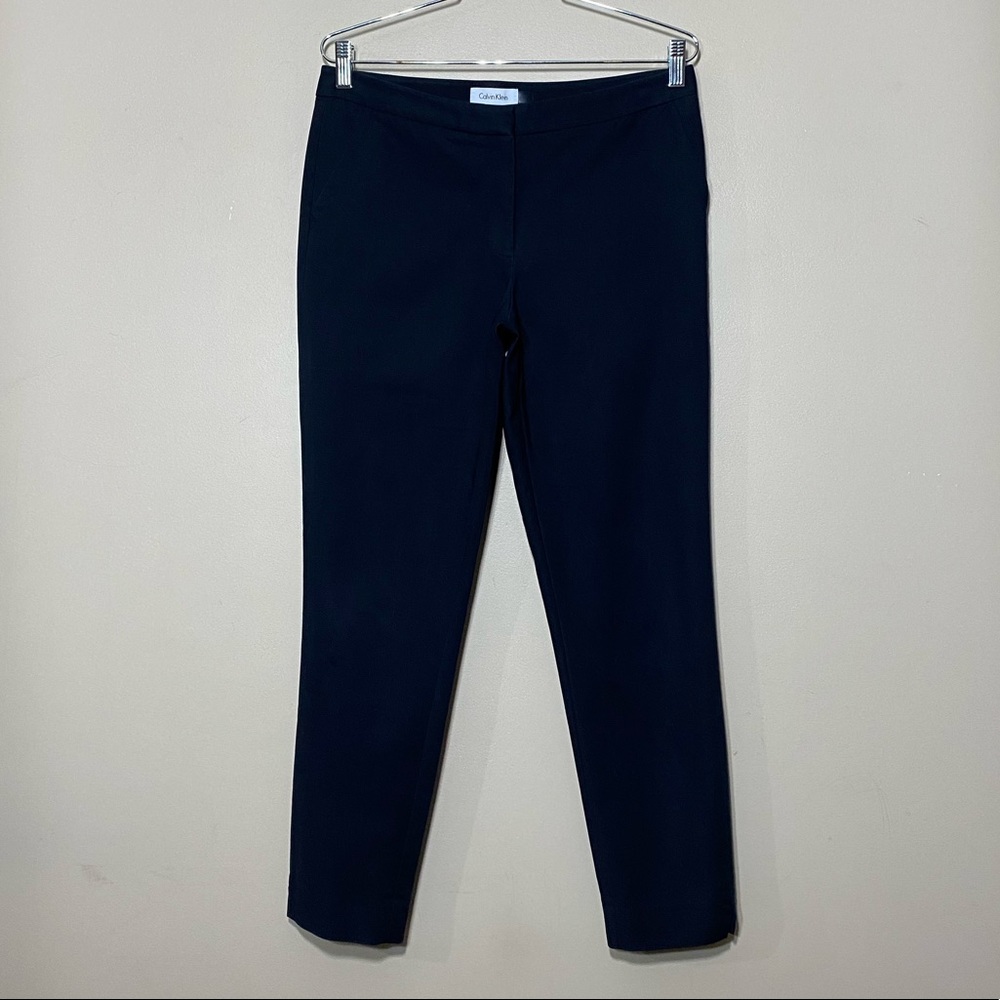 CALVIN KLEIN Navy Blue Cropped Ankle Pants Women’s Size 8 | Slim Dress Trousers